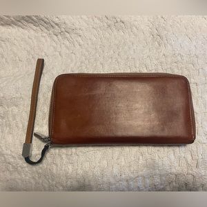 Lavemi Brown Leather Wallet RFID Blocking Full Zip